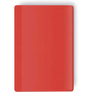 A red Kazak Card Holder featuring a textured surface and a simple design, with branding on the side.