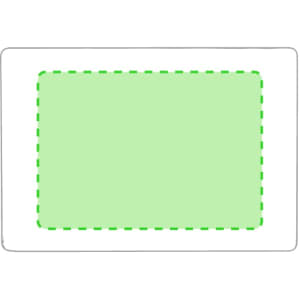 A green Kazak Card Holder featuring a dashed outline, set against a white background.