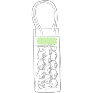 A drink bottle cooler in a sleek design with a green highlight and two carrying handles. It features a logo.