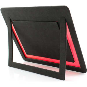 A black mousepad photo frame features a triangular cut-out with a glowing red accent. It has a simple, modern design.