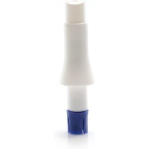A white and blue Jandres Vaporizer with a sleek design, featuring a logo on its body.