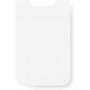 A white multipurpose pouch with a simple design, featuring a logo on one side.