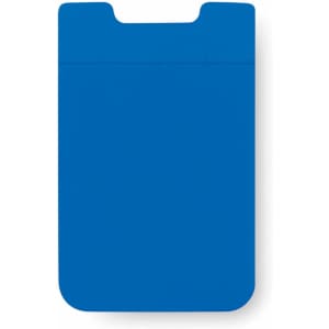 A blue multipurpose pouch featuring a simple design and rounded edges, with a branding logo.