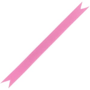 A pink multipurpose bracelet with pointed ends, featuring a logo.