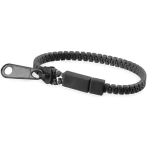 A black Hirion Bracelet featuring a textured design and a loop attachment, ideal for casual wear.