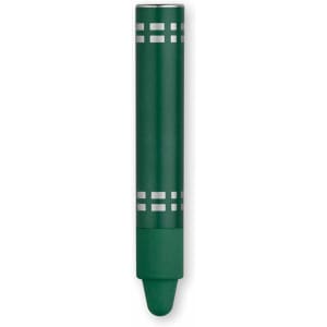 A green stylus touch pen featuring a sleek design with metallic accents and a pointed tip. Includes a branding logo.