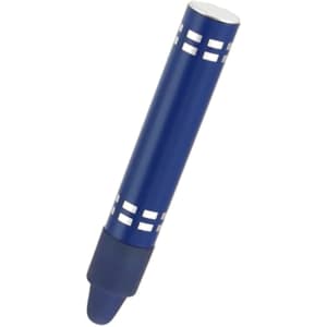 A blue stylus touch pen with a smooth finish and a rounded tip. It features a simple design and has a logo.