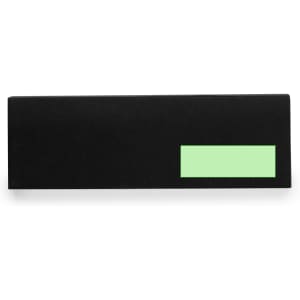 A black pen case with a mint green label area and a logo. Designed for storing writing instruments.