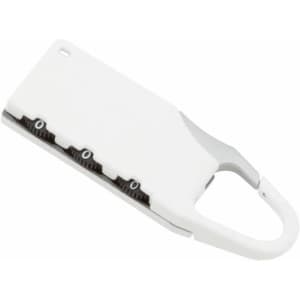 A white Zanex padlock with a sleek design and a grey detail, featuring a keyring attachment.