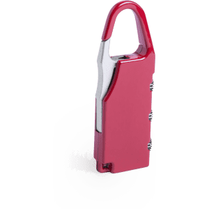A red Zanex Padlock with a sleek design and a built-in keyring attachment. It features a logo on its surface.