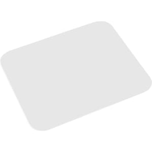 A white mousepad with rounded corners, featuring a smooth surface and a subtle branding logo.