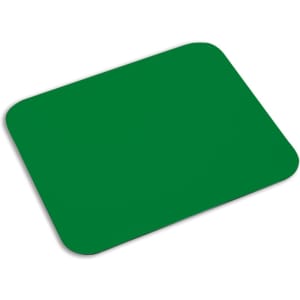 A green mousepad with rounded edges, featuring a smooth surface and a simple design.