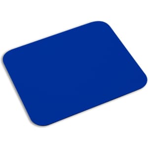 A blue mousepad with rounded edges, featuring a smooth surface and a subtle branding logo.