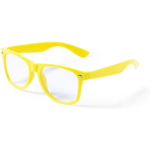 Yellow sunglasses with a classic frame design, featuring a logo on the side. Ideal for leisure and outdoor activities.