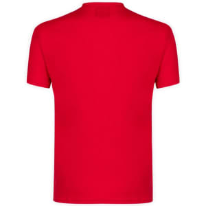 A red Premium Adult Colour T-Shirt featuring a simple design and branding on the back.