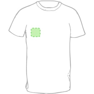 A plain t-shirt mockup in white with a square area highlighted on the chest for design placement.