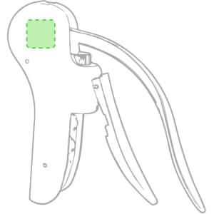 A corkscrew tool featuring a handle, lever, and a grip, designed in a simple, functional style.