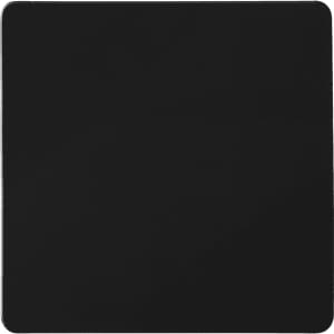 A black magnet with a smooth, glossy surface, featuring a simple square design.