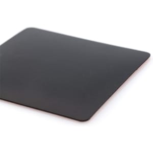 A black magnet with rounded corners, showcasing a smooth surface and a minimalist design.