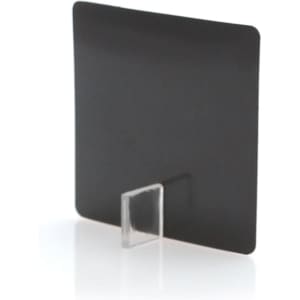 A black magnet with a clear stand, featuring a simple flat design suitable for various displays.