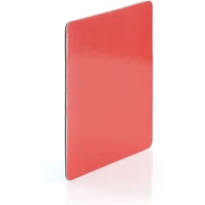A red magnet with a smooth surface, featuring a sleek and minimal design without any visible logos.