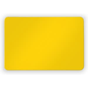A yellow rectangle magnet featuring a smooth, glossy surface and an unobtrusive design.