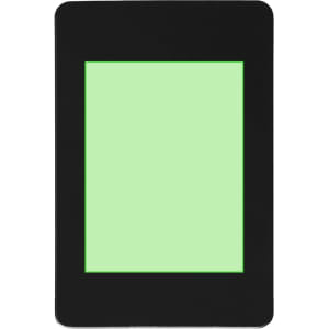 A black magnet with a green centre area. The product features a smooth finish and a simple rectangular shape.