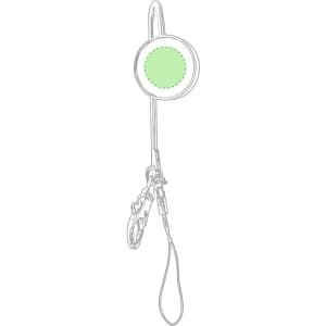 A green Lysia Bag Hanger Key Finder with a clip and a loop for easy attachment, featuring a simple design.