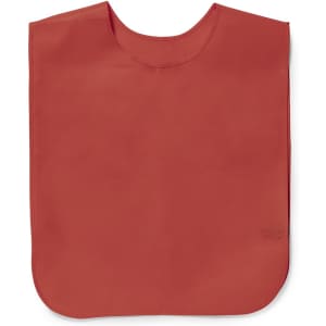 A red Cambex Vest sports uniform bib with a rounded neckline and a smooth finish. It has a logo on one side.