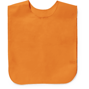 An orange Cambex vest featuring a rounded neckline, designed for sports uniforms. It includes a branding logo.