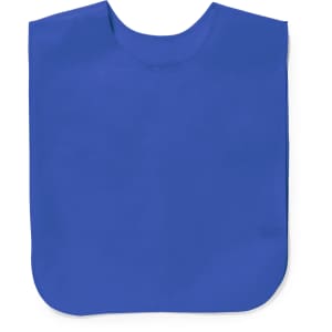 A blue Cambex Vest with a rounded neckline, featuring a logo. Suitable for sports uniforms and bibs.