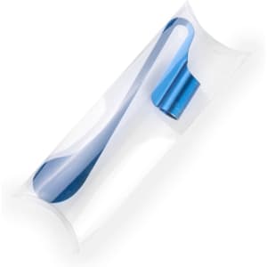 A blue Melby Bookmark in a transparent packaging, featuring a sleek, curved design.