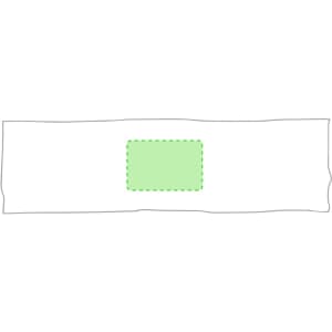 A white gym towel with a green highlighted area, featuring a logo in the design.