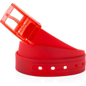 A red Kyiss Belt with a transparent red buckle and multiple adjustment holes. It features a simple, modern design.