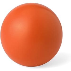 An orange stress ball with a smooth surface, round shape, and a subtle sheen.