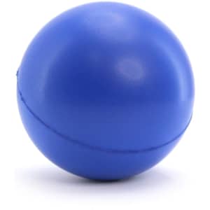 A blue stress ball with a smooth surface and a slight seam, designed for stress relief.