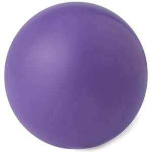 A purple stress ball with a smooth surface, featuring a discreet logo.
