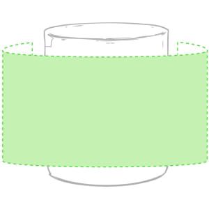 A green coffee mug with a simple design, featuring a space for custom branding or logos.