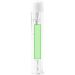 A clear measuring cup with a white lid, featuring measurement markings in millilitres and fluid ounces.