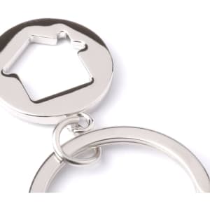 A silver keyring coin featuring a star-shaped bottle opener. The design includes a circular keyring attachment.