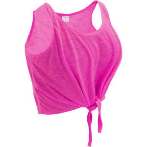 A pink Slem women's T-shirt with a knot tie at the front. The fabric appears soft and slightly textured.