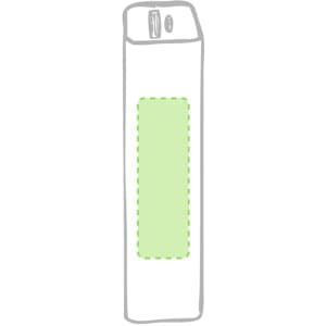 A white power bank with a green accent and a logo, designed for charging phones and devices.