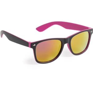 Gredel sunglasses with black and pink frames and mirrored yellow lenses, featuring a logo on the side.