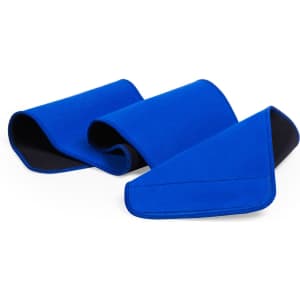 A blue Visser Back Support Belt with a smooth texture, featuring a black interior and a subtle logo.