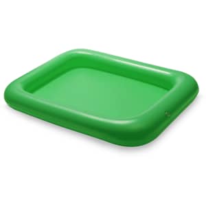 An inflatable green table with rounded edges, suitable for leisure and outdoor activities.