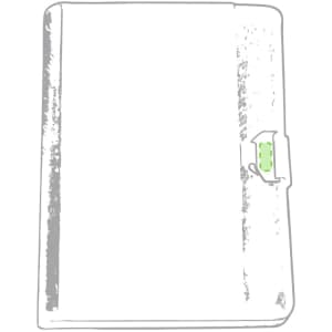 A closed folder with a green accent, featuring a simple design suitable for office and business use.