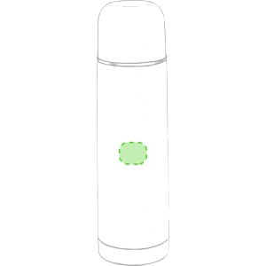 A drink bottle vacuum flask in a sleek design, featuring a circular section for branding. The colour is a distinct solid hue.