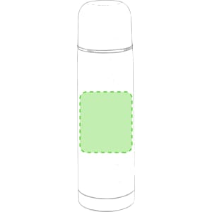 A drink bottle in a sleek design, featuring a logo and a light green accent. Ideal for keeping beverages hot or cold.