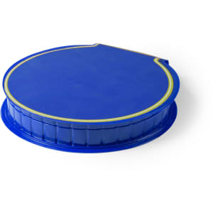 A blue Trinen Pencil Case with a round shape and a curved top edge, featuring a decorative stripe.