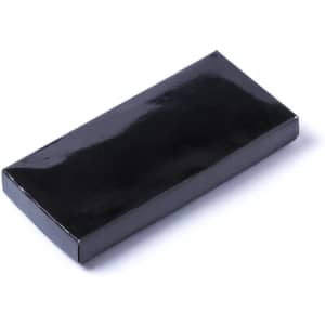 A sleek black box with a glossy finish, designed for packaging a keyring or coin product.